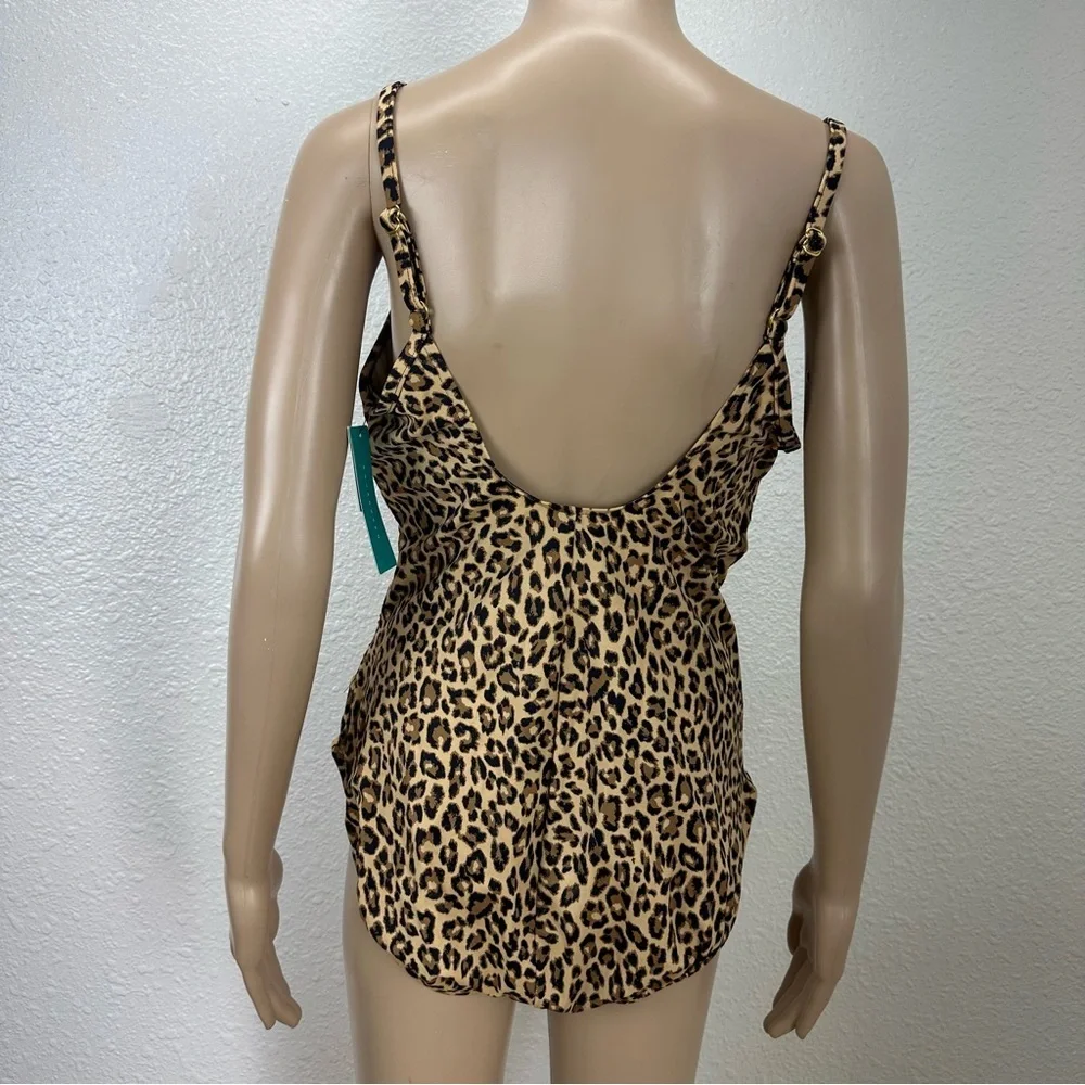 Aqua Green Women's Animal Print Twist Front One Piece Swimsuit Size XL …